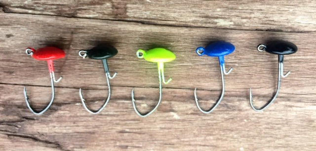 1/16 oz. Sickle Hook Size #4 (10 Pack) 5 Colors Available - Jade's Jigs 1/16 oz. Sickle Hook Size #4 (10 Pack) 5 Colors Available - Jade's Jigs