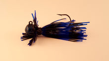 Load image into Gallery viewer, Black and Blue Skirted Finesse Jig 1/4 oz. Standard 90 Hook Size 3/0