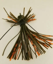 Load image into Gallery viewer, Green Pumpkin / Orange Crush Double Whisker Skirted Finesse Jig 1/4 Size