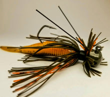 Load image into Gallery viewer, Green Pumpkin / Orange Crush Double Whisker Skirted Finesse Jig 1/4 Size